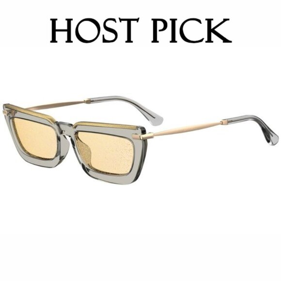 NWOT Jimmy Choo Vela gold glitter lens sunglasses - Picture 1 of 12
